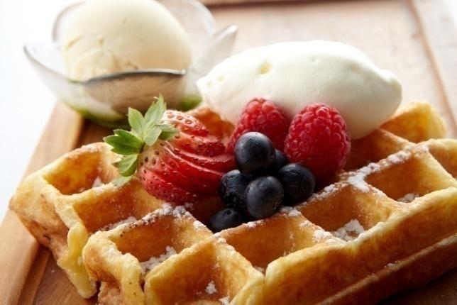 SWEET Homemade Waffle: Freshly baked Liege waffle. $ 14.00 Served with ice cream, berries and cream Dark Chocolate soufflé: with Vanilla ice cream and sauce $ 18.