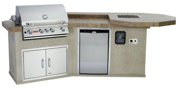 Available in Rock Standard Features Angus 4 Burner Grill Stucco Base Porcelain Tile Counter Stainless Steel