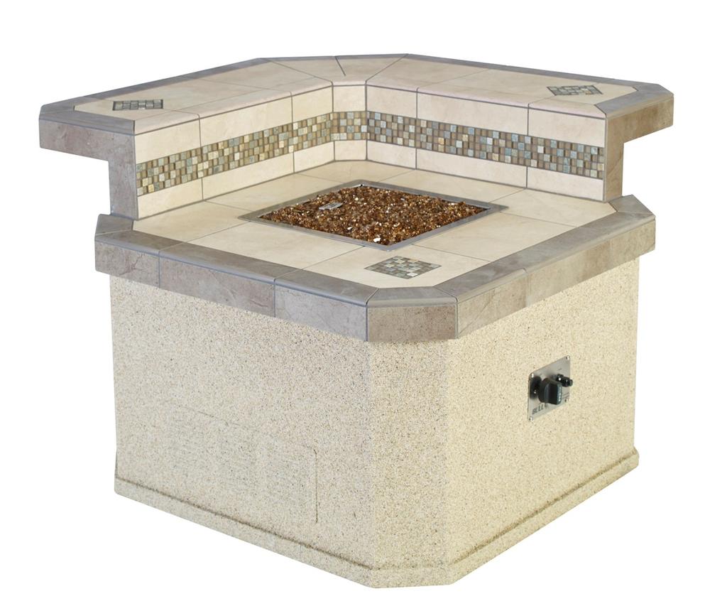 Fire Table w/ Raised Bar Features Your choice of river rock or glass round