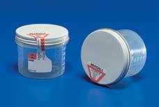 shows container is sealed when red bars are lined up Exclusive metal lid with plastic lining provides a leak-resistant seal to minimize leakage of specimen during