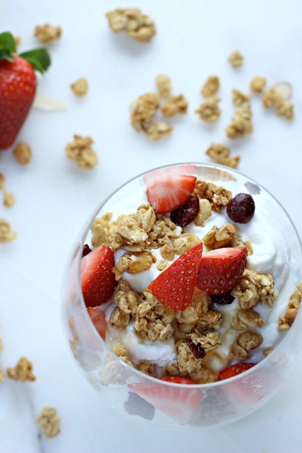 your granola on top of the yogurt. I really love the Open Nature Cranberry Nut Goodness granola.
