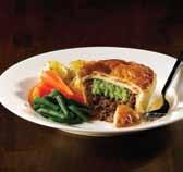 A pasty with a filling of seasoned British minced beef, onions and diced vegetables in a short crust pastry case.