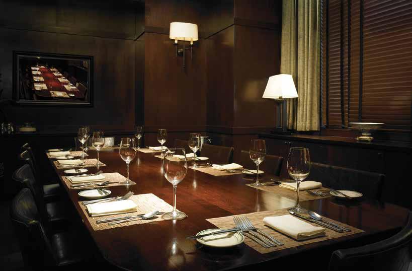 BOARDROOM Private dining room with full audio and visual capabilities. Maximum capacity 14 guests for seated dinners only.