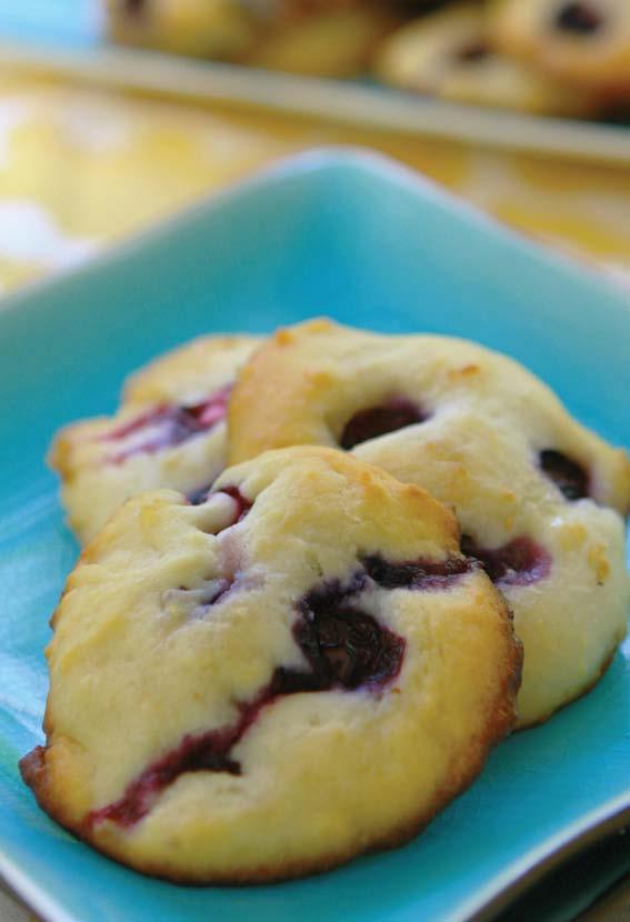 Yield: 14 Servings Blueberry Biscuit Cookies 2 cups biscuit mix 1 cup Florida blueberries 1 cup Florida pecans, chopped 2 tablespoons low-fat milk ½ cup Florida honey, divided Preheat oven to 350