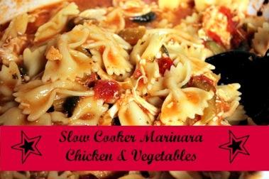 Marinara Chicken & Vegetables Ingredients: 3-4 boneless, skinless chicken breasts 4 cloves garlic 1 can of diced tomatoes & green chiles 4 ribs celery, chopped 2 small zucchini, chopped
