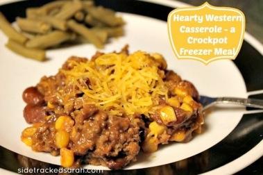 Hearty Western Casserole Ingredients: 1.5 lbs ground beef, browned 16 oz can of corn, drained 16 oz can kidney beans, drained 10.