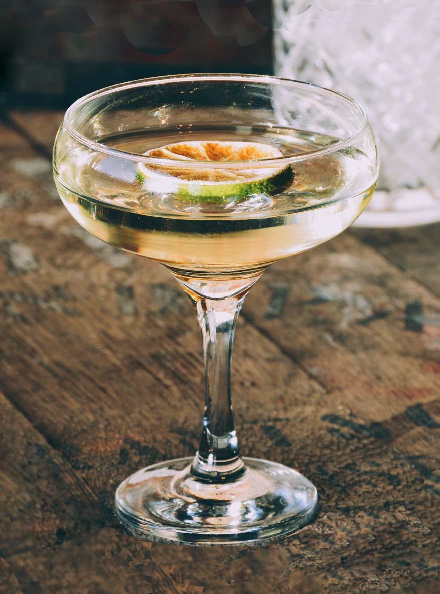 6.95 GIN MAE WEST MARTINI 6.25 A delicate blend of Tanqueray Gin, Fiorente Elderflower Liqueur and Martini Bianco stirred down to keep you afloat.