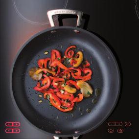 The hard anodised, forged aluminium body is stable and strong preventing the pan from warping or distorting when heated.