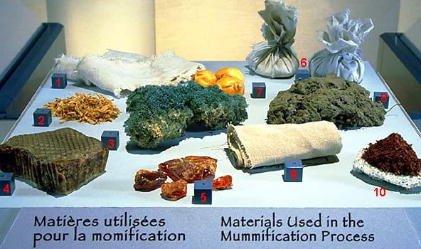 MATERIALS USED IN MUMMIFICATION: 1. Linen 2. Sawdust 3. Lichen 4.