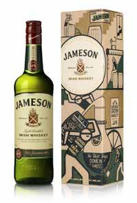 Jameson Triple distilled, twice as smooth, one great. Carefully matured in selected bourbon and sherry casks.