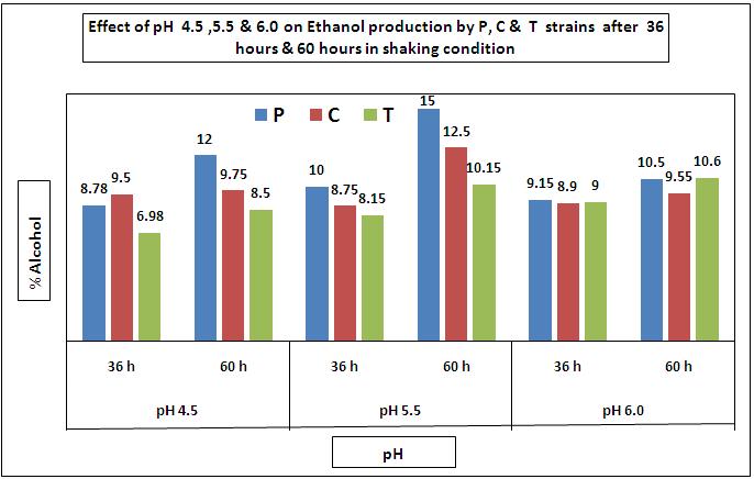 Ethanol production level was decreased due to increase or decreases in the initial reducing sugar concentration from 6% (Fig.2).