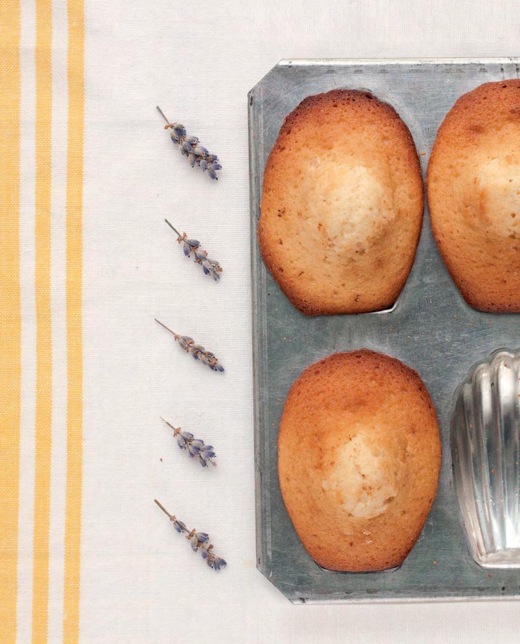 Honey and lavender madelees Makes 36 small madelees n 1 hour + standg n EASY If you want the madelees to have a nuttier flavour, brown the butter before addg it to the batter.