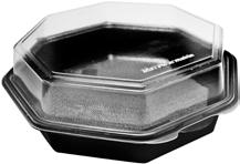 Attractive black base and clear anti-fog lid allow premium pricing with unmatched sales appeal. OctaView is the container of choice for upscale and casual dining on the go.