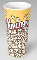 Material Container Sizes Container Color/ Design Options Microwaveable Cup: Grease Resistant Paper Buckets: Double Poly Paper Popcorn Cups: 24-46 oz (709-1360 ml) Popcorn Buckets: 64-170 oz