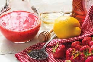 vinegar 1/2 teaspoon poppy seeds Put all ingredients except for the poppy seeds in a blender and puree until smooth.