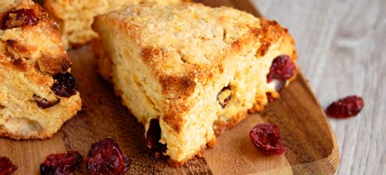Orange Cranberry Scones Orange zest and dried cranberries make these scones a delectable breakfast treat or snack throughout the day.