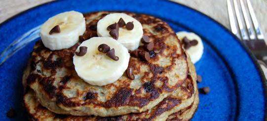 Banana Chocolate Chip Pancakes Fluffy banana pancakes with chocolate chips are a great treat for Saturday mornings. Overly ripe bananas are best used for these pancakes.