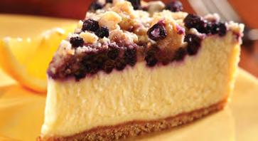 69 oz - 133 g 18 hours in the refrigerator LEMON BLUEBERRY CRUMB CHEESECAKE A creamy lemon cheesecake topped with