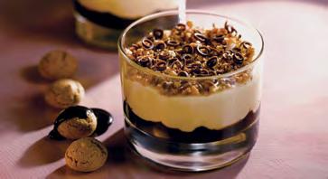 COPPA MASCARPONE A chocolate cream followed by a smooth mascarpone cream, topped with Amaretto cookie crumbs and chocolate curls ITEM CODE: