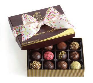 Signature Truffles Gift ox with elebration Ribbon When you want to say "you did it!" in a meaningful way, our Signature Truffles gift box tied with elebration ribbon is ready to help.