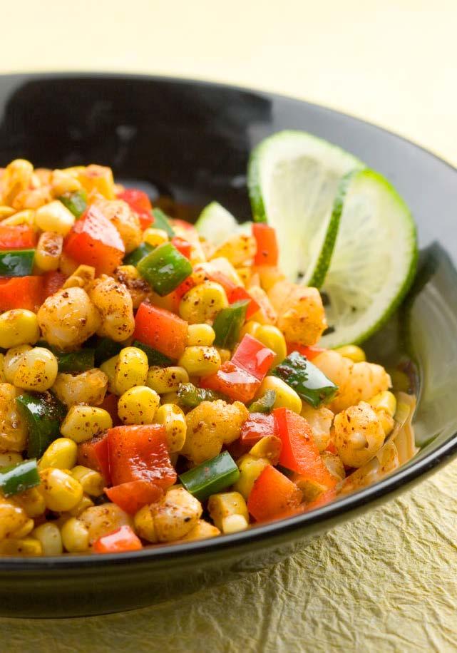 500-Calorie Dinners Week 4: Monday (cont d) SOUTHWESTERN CALICO CORN Weight Loss Gluten Free ACTIVE: 25 MIN TOTAL: 25 MIN Peppers, cumin and chili powder are a natural combination with corn and