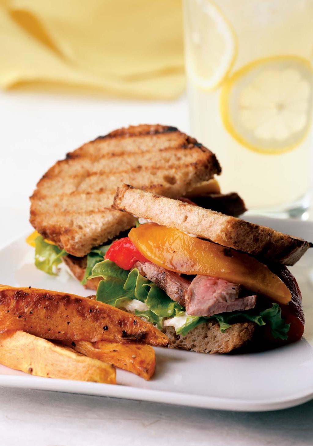 500-Calorie Dinners Week 4: Thursday BISTRO FLANK STEAK SANDWICH Weight Loss Gluten Free ACTIVE: 45 MIN TOTAL: 45 MIN Make this bistro-style sandwich, sauce and all, completely on the grill.