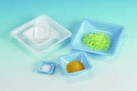 Slide 6 Weighing Containers and Spatulas Weighing containers Weighing papers or weighing boats protect the balance pans from damage and provide an easy transfer of material Weighing papers are made