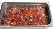 BEANS, CHUCK WAGON - 80060 48 hours - refrigerated 1 hour held hot 5 Pounds Ground Beef Thawed Measuring Container 3 Cups Ham Red Label Pit Leftover, ½" Diced Measuring Cup 3 Cups Bacon Pieces Cooked