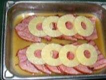 HAM, GRILLLED WITH PINEAPPLE - 81725 Ham: held under refrigeration 2 hours 8 Each Pineapple Rings, Drained Cutting board 0.