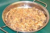 BEEF STROGANOFF - 80200 Roast: 2 days - Opened, covered, thawed 21 days - Unopened, thawed 2 hours 2 Quarts Pasta Egg Noodles, Cooked Perforated Pan 1 Quart Gravy Beef Prepared (81500) Rubber spatula