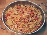SEAFOOD SCAMPI - 83625 30 hours - pre-staged 1 hour 1 Quart Shrimp Scampi, Frozen Large mixing bowl 1 Quart Surimi Crab Flakes Gently hand broken Rubber spatula 2 Cups Tomatoes Fresh, Diced 1