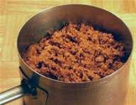 TACO MEAT (MADE IN HOUSE) - 83801 48 hours - pre-staged, refrigerated 4 hours - held hot in warmer 10 Pounds Ground Beef, Thawed Large Cooks Spoon 1.5 Cups Taco Seasoning 1.