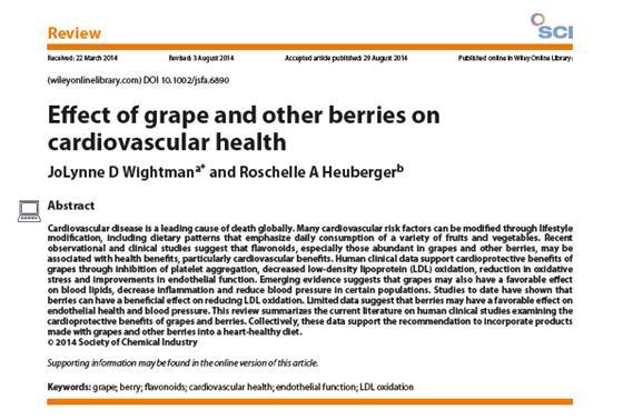 Recent Studies Concord & Cardiovascular Health Concord Grape Juice found to be one of the highest ranking juices for positive