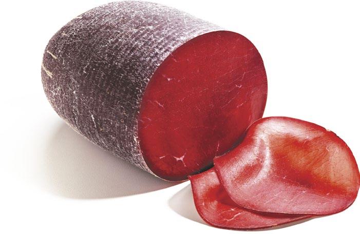 Rosa delle Alpi Only the heart of bresaola The smooth, round and measured slice of Rosa delle Alpi comes from the particular way the meat, selected within the best European farms, is processed.