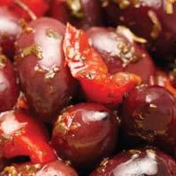 RUSTICA OLIVES Kalamata olives in a pepper, herb and Rose Harissa marinade