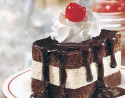 59 HOT FUDGE CAKE Vanilla ice cream sandwiched between two fudge cakes, smothered with chocolate fudge and topped with freshly whipped topping and a cherry. $3.49 Mini Hot Fudge Cake $2.