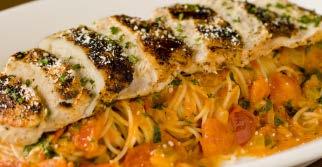 LUMP CRABCAKES WITH ZUCCHINI BASIL PASTA CHICKEN PARMESAN SEAFOOD PASTA LUMP CRABCAKES WITH ZUCCHINI BASIL PASTA Panko crusted crabcakes, sautéed jumbo shrimp, zucchini noodles, grape tomatoes in a