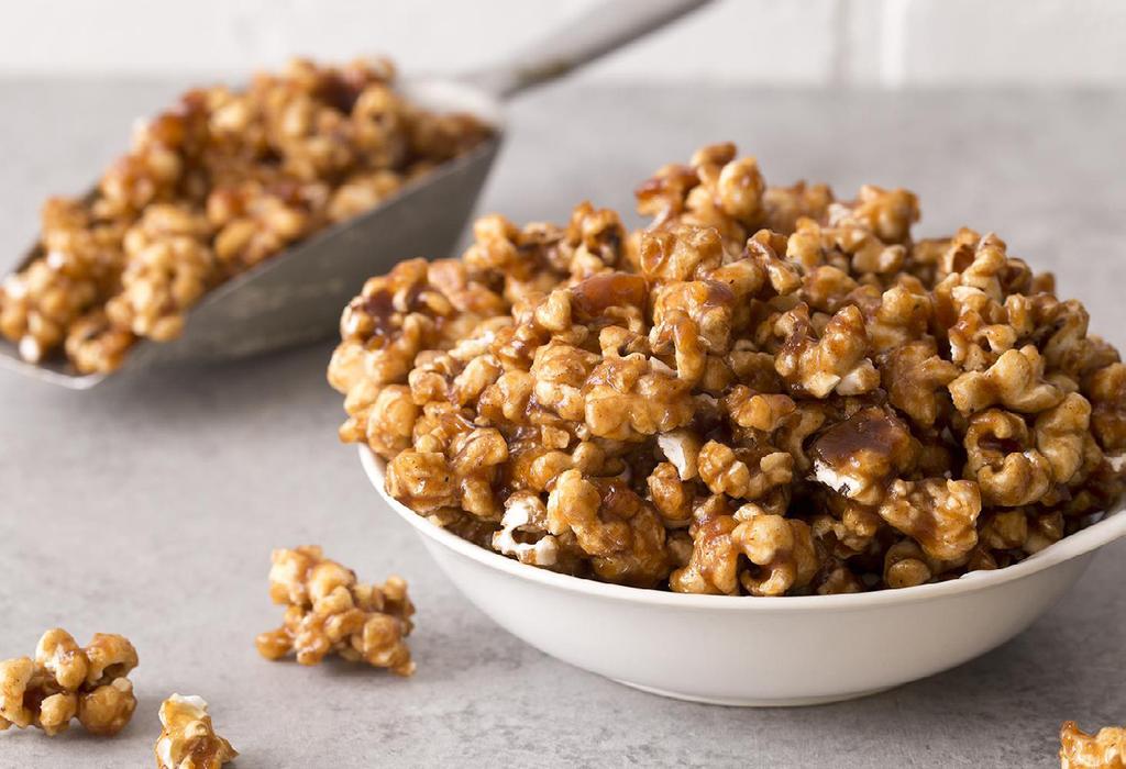 Caramel Apple Butter Popcorn Makes 4 servings Prep Time: 5 minutes Cook Time: hour 0 minutes 3 ½ cups popcorn, unsalted and popped ⅓ cup brown sugar ¼ cup unsalted butter, cut in pieces ¼ cup