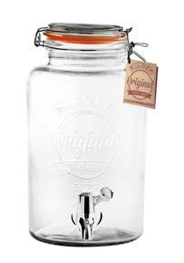 Kilner 8.5 qt drinks dispenser This Kilner handmade glass drinks dispenser is ideal for serving summer beverages. Its wide-neck opening makes it easy to add ice, fruit and to refill the dispenser.