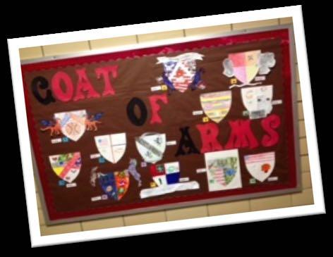 6 th Grade News By: Mrs. Meixner The sixth grade students spent time in February designing their family Code of Arms. Pictured are their final products.
