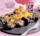 BEEF MANGO KEBABS WITH COUSCOUS Serves: Cooking Time: 2-4, makes 4 kebabs Approximately 15-20 minutes 450g (1lb) lean beef rump or sirloin steaks, cubed 30ml (2tbsp) mango chutney Spiced Couscous: