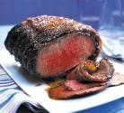 ROAST SIRLOIN OF BEEF WITH MUSTARD Serves: 4-6 Cooking Time: Rare 20 minutes per 450g / 1 /2kg(1lb) plus 20 minutes Medium 25 minutes per 450g / 1 /2kg(1lb) plus 25 minutes Well Done 30 minutes per