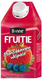 BONNE FRUITIE FRUIT SNACK BEVERAGES, 0,5 L Unsweetened, no added sugar. Additive free. Preservative-free. Store unopened at room temperature 9 12 month, and opened in refrigerator 3 4 days.