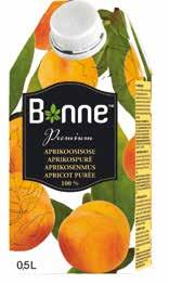 BONNE PREMIUM 100 % FRUIT AND BERRY PURÉES, 0,5 L Unsweetened, no added sugar. Additive free. Preservative-free.