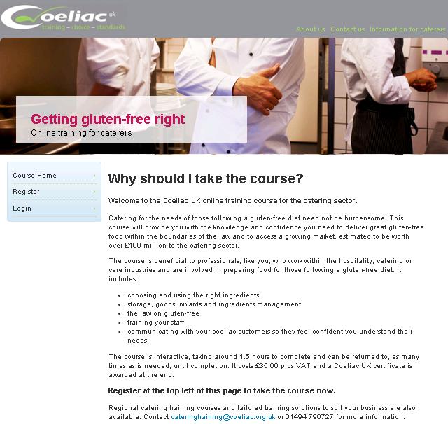 Online catering training Coeliac disease and the GF diet Catering GF the practicalities Gluten-free and the law 20%