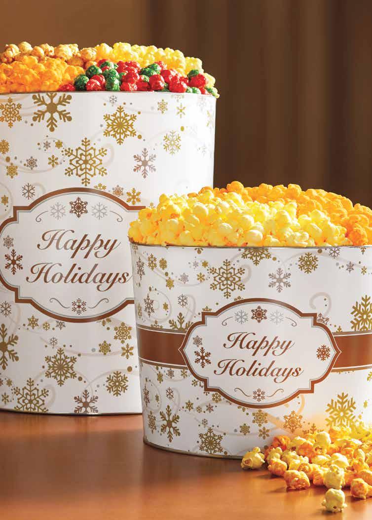 GOLD SNOWFLAKE POPCORN TINS new! Popcorn pairs perfectly with Christmas movie nights, present wrapping, buffet tables, hostess appreciation and thank you gifts.