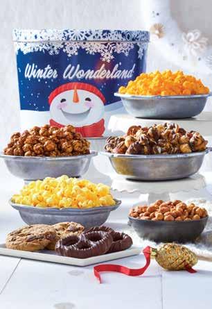 A A WINTER WONDERLAND TIN ULTIMATE SNACK ASSORTMENT new! Make the spirit of the holidays last throughout winter with this delightful 6.5-gallon tin loaded with a yummy assortment of treats.