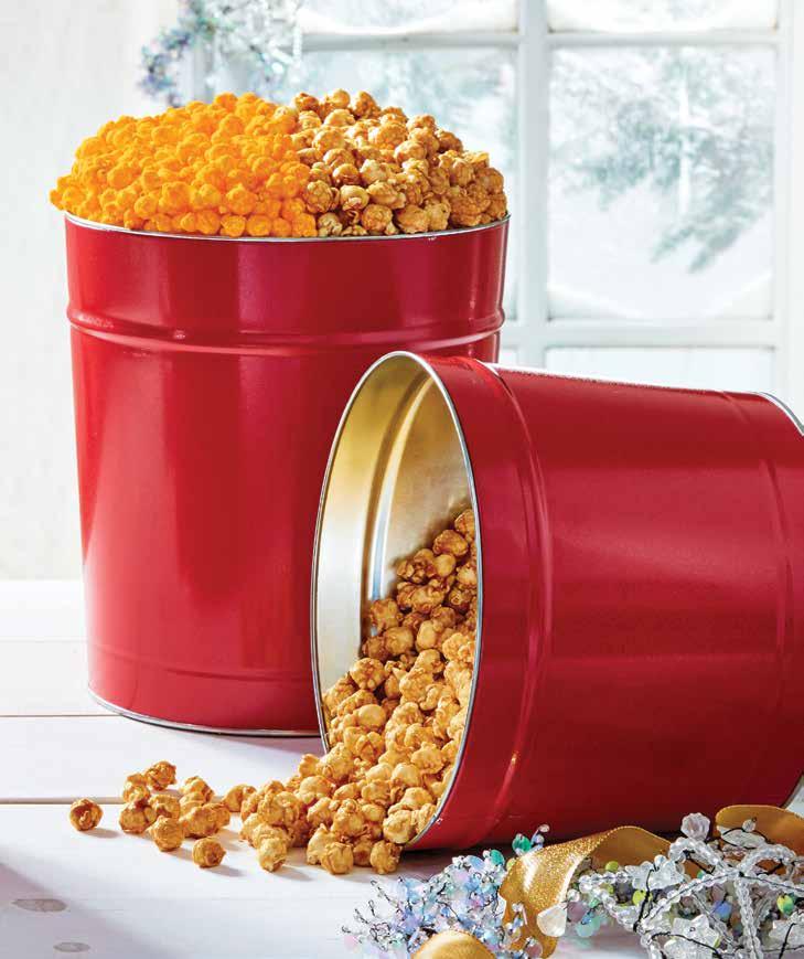 BOLD, RED, bursting with goodness! The Popcorn Factory has been our favorite holiday treat for close to 13 years!