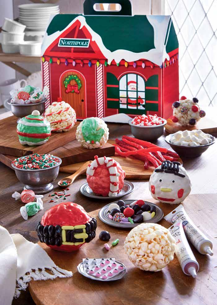 Take it home for the holidays! Kit comes in Santa s Workshop carrier! POPCORN BALL DECORATING KIT Kick off the reindeer games with our Christmas Popcorn Ball Decorating Kit.