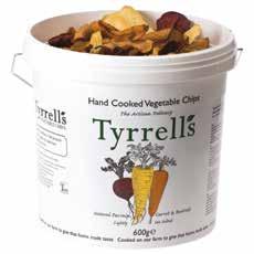 60 080609 Tyrrells Potato Chips Mature Cheddar & Chives 150gm x 12 15.60 080601 Tyrrells Potato Chips Sea Salt & Cider Vinegar 150gm x 12 15.